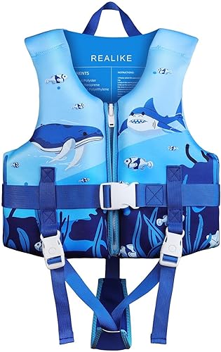 Miniatura 11 de REALIKE Chaleco de Natación para Niños Flotadores para Niños Pequeños Correa de Seguridad Ajustable Ayudas de Natación para Niños Pequeños Niños