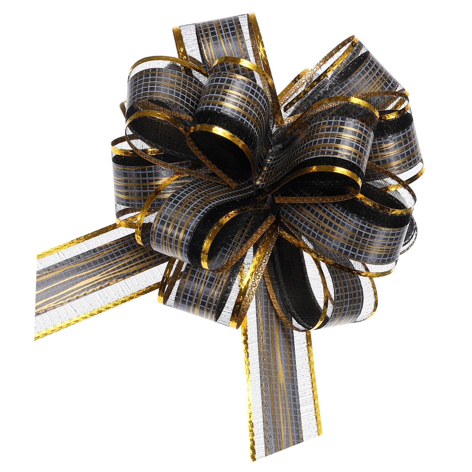 MACHSWON 20pcs 6 Inch Black Pull Bows Large Striped Gift Bows for Wedding Baskets Presents Christmas Party Decoration