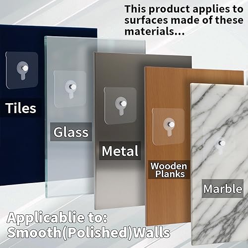 Miniatura 4 de Paquete de 25 ganchos adhesivos sin taladro, ganchos adhesivos resistentes de 33 libras, ganchos adhesivos transparentes e impermeables, extraíbles