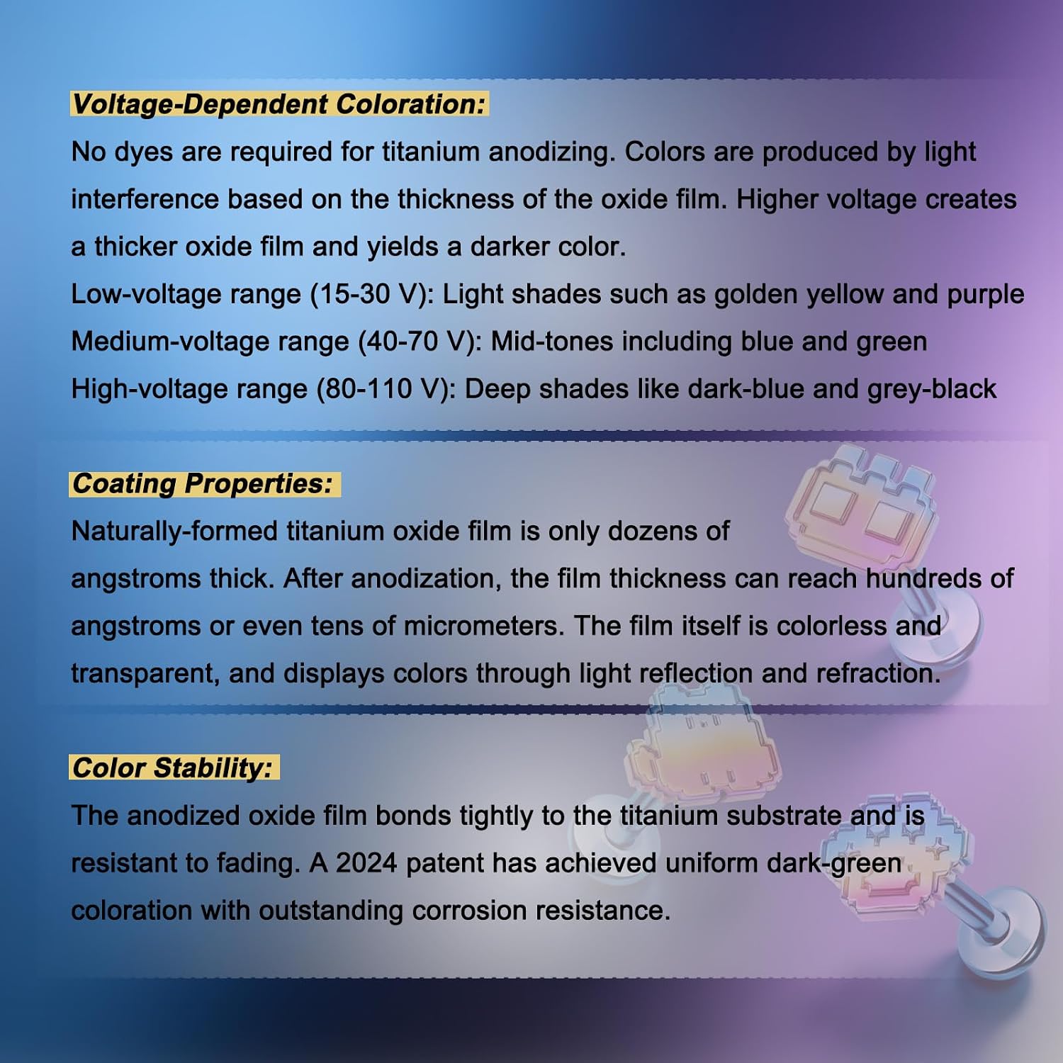 Jewseen ASTM F136 Titanium Anodizing Process Helix Tragus Conch Lip Stud