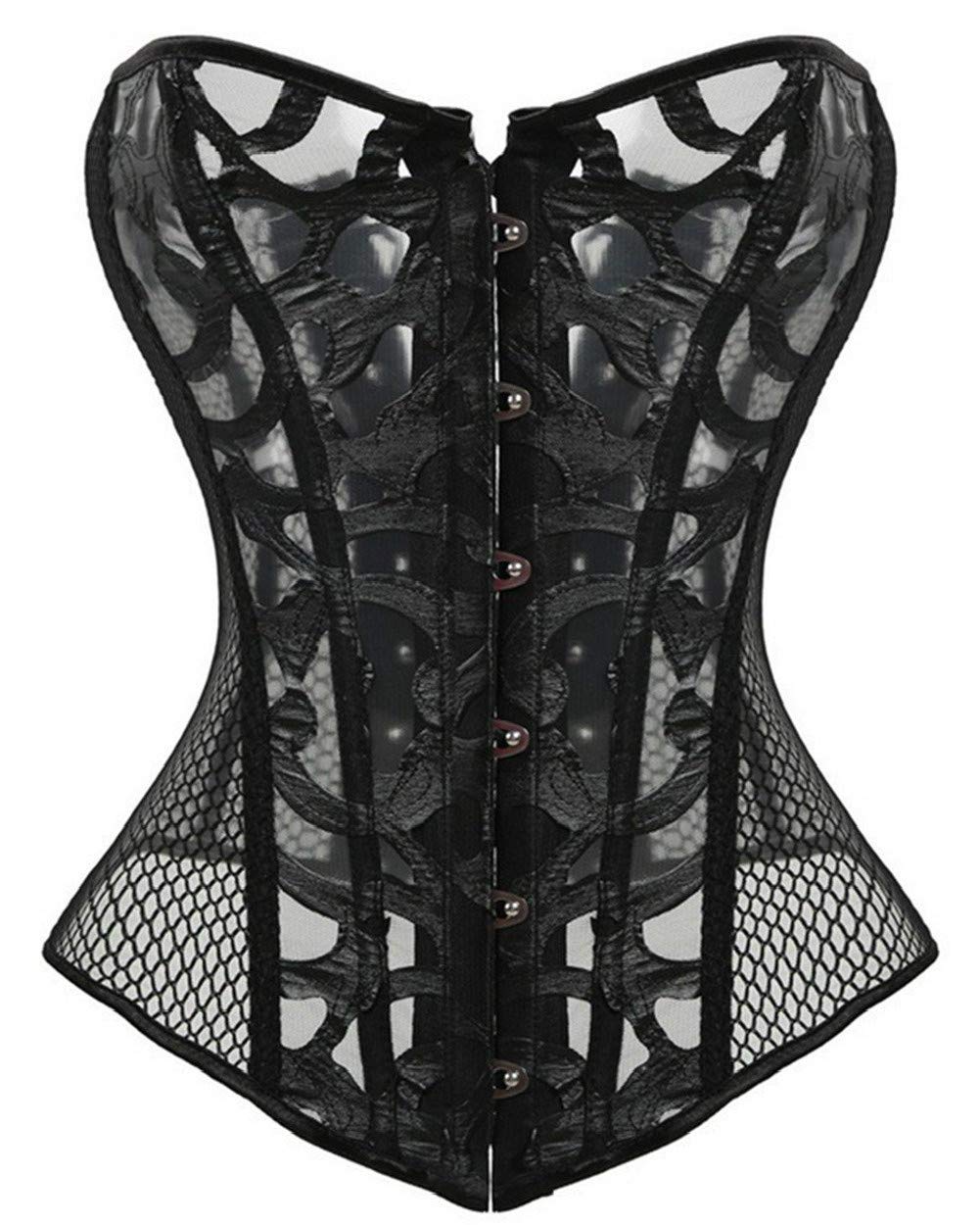 Kelvry Corset bustier sexy en satin à lacets pour femme Noir…