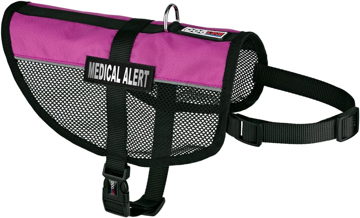 Dogline MaxAire Multi-Purpose Mesh Vest for Dogs and 2 Removable Medical Alert Patches, 30 to 38", Pink