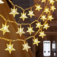 Minetom 33ft 100 LED Star Fairy String Lights Plug-in with Remote Timer - Waterproof Warm White for Bedroom Porch Party Patio Garden