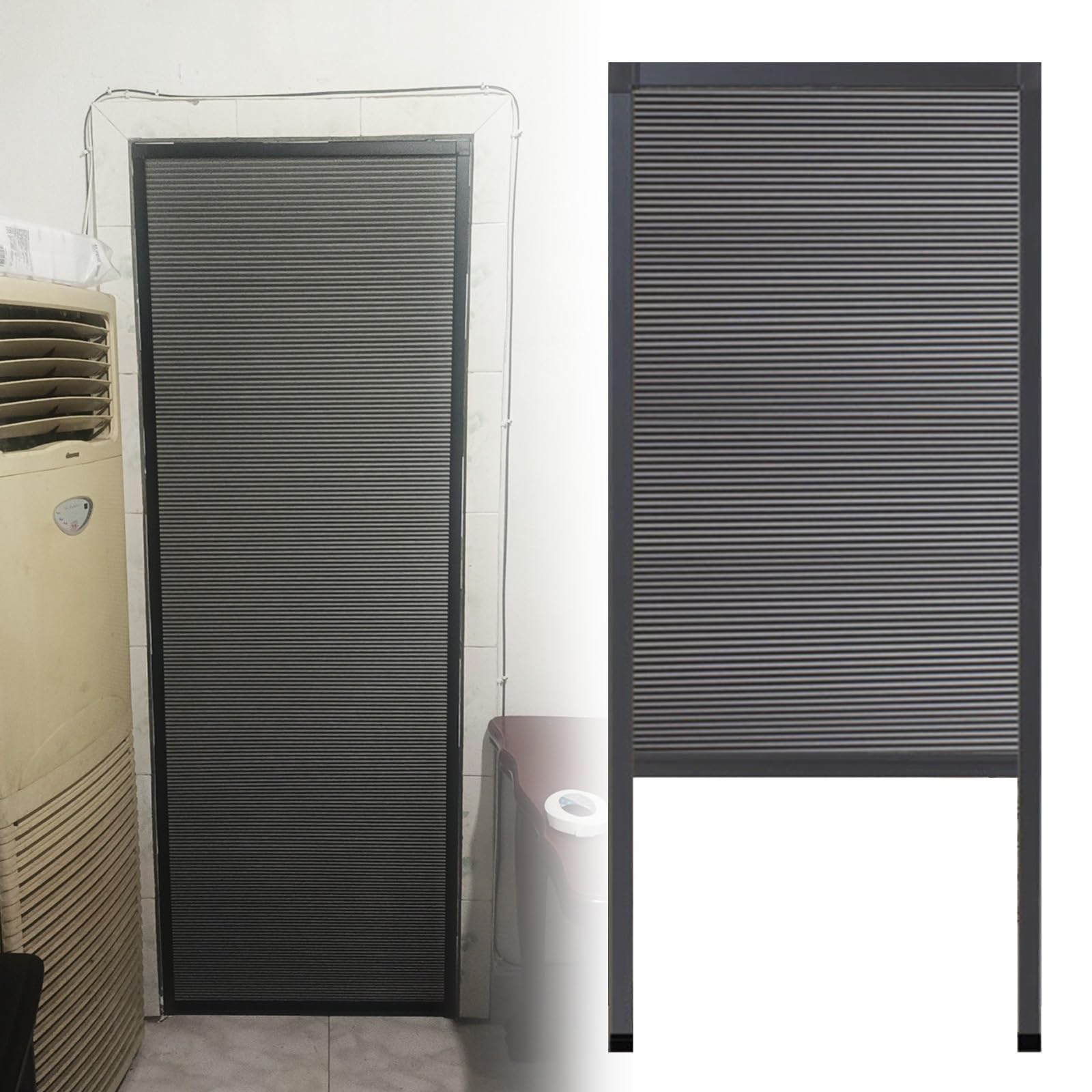 Drzwi akordeonowe, niestandardowe szare drzwi harmonijkowe – wysokość 190–240 cm, wszechstronny design koncertowy do łazienki, prysznica, szafy, kuchni i spiżarni, przesuwne wysuwane w dół (100 x 220