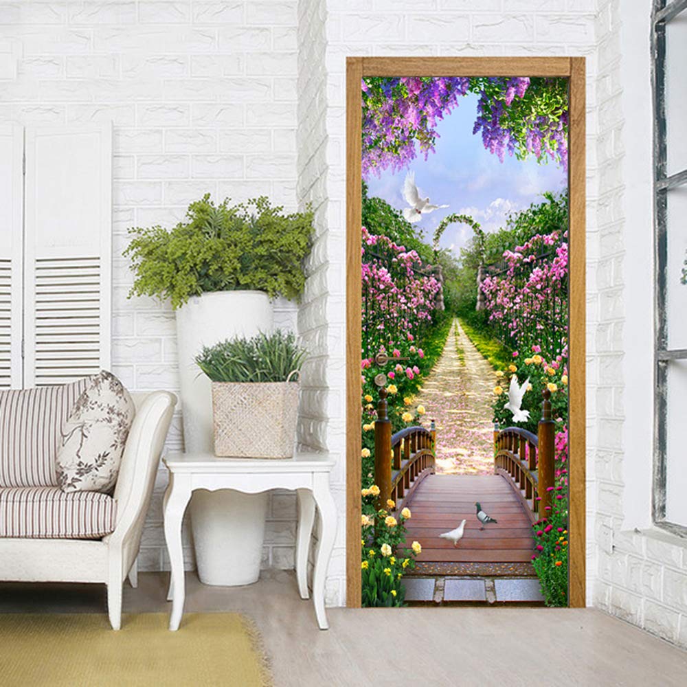 Amazon.co.jp: HOTIYOK ウォールステッカー 窓 道 風景 偽窓ステッカー