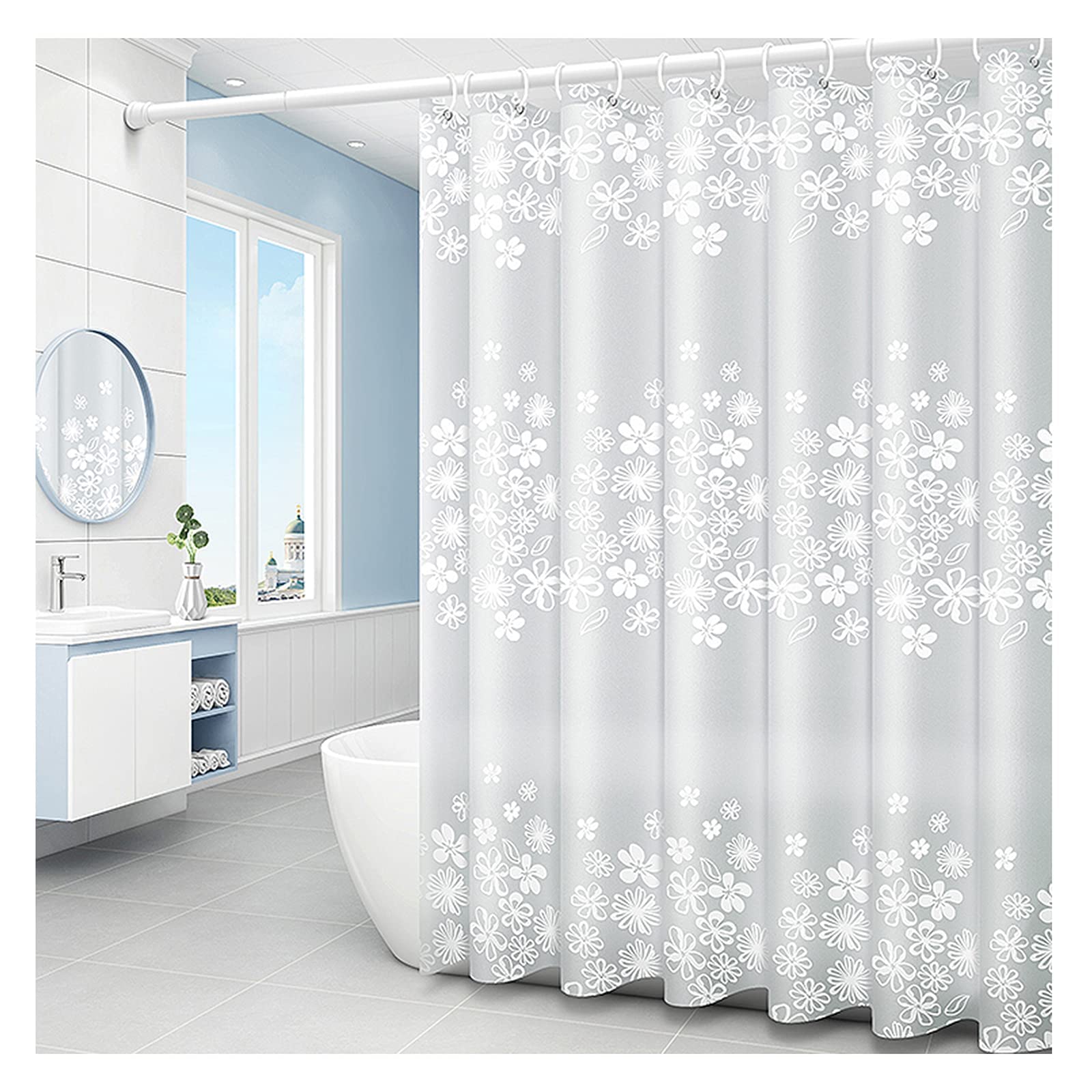 Rideau de douche épais de salle de bain rideau de séparation doux délicat 180x220cm