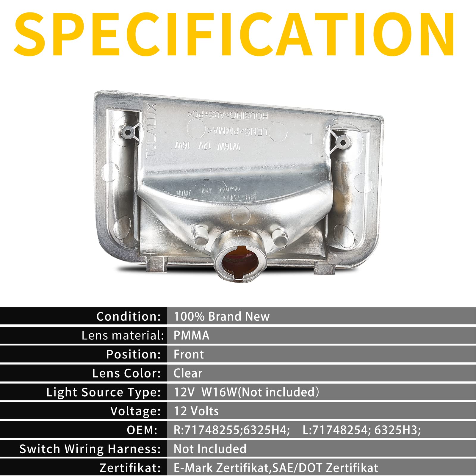 Indicatore di direzione per specchietto retrovisore esterno adatto per Fiat Ducato (250) 2006 UP Citroen Jumper 04/2006 UP PEUGET Boxer 2006 UP Un paio Trasparente