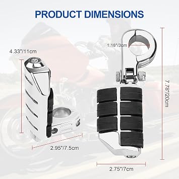 1-1/4 Motorcycle Highway Pegs, Hutexico Highway Foot Pegs Foot Rest For 1.25 Engine Guard Crash Bars For Harley Touring Electra Road Glide Road King Street Glide Sportster 883 Honda Suzuki Kawasaki