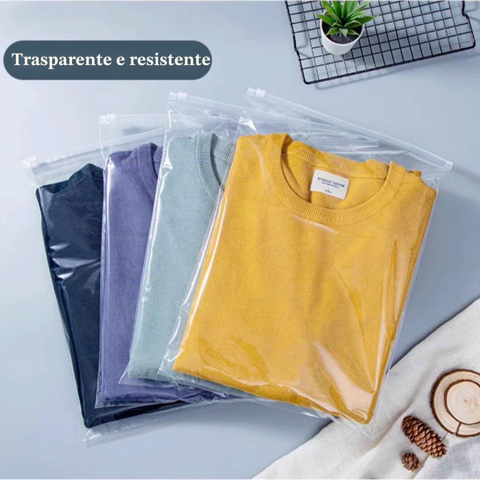 50 Pezzi 30x40cm Sacchetti Vestiti Viaggio con Zip - Sacchetti Viaggio Impermeabili，Multifunzione Organizer Sacchetti,Trasparenti Plastica Richiudibili per Indumenti,Biancheria Intima,Scarpe