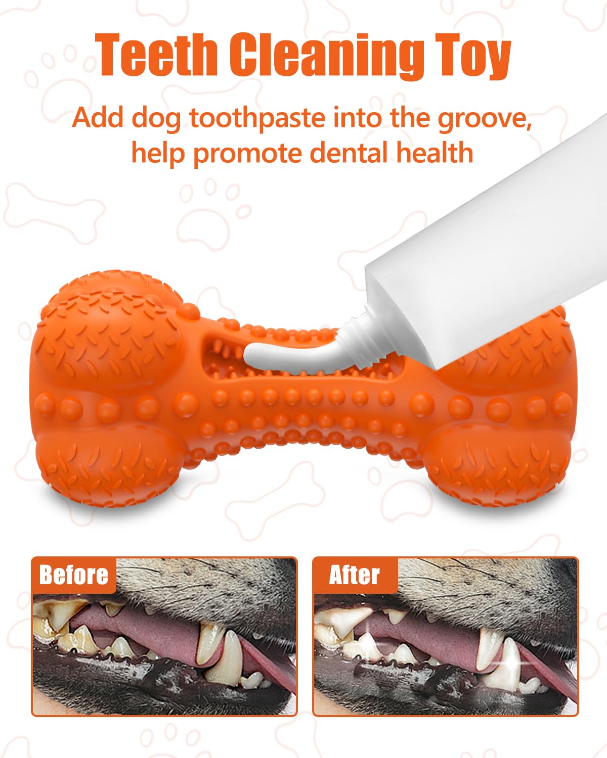 Juguetes masticables para perros para masticadores agresivos, juguetes chirriantes para perros, juguete interactivo de goma resistente para dentición para perros grandes y medianos (naranja, 8 piezas)