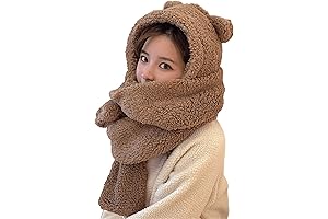 Kawaii Bear Ear Beanie Hat Scarf Women 2 in 1