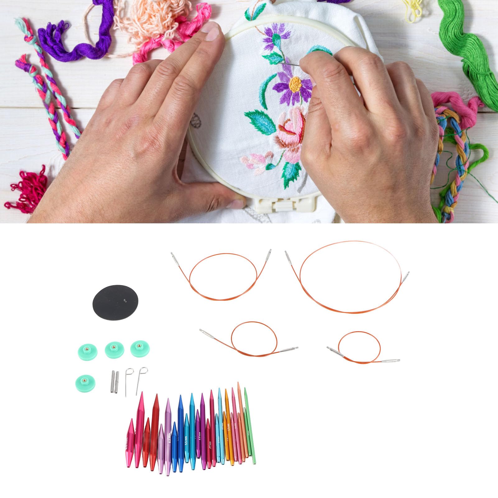 Ferri Da Maglia Circolari Intercambiabili KnitPro - Alluminio Leggero, Punta Affusolata, Misura 3 Mm, Lunghezza 40 Cm - Foto 7