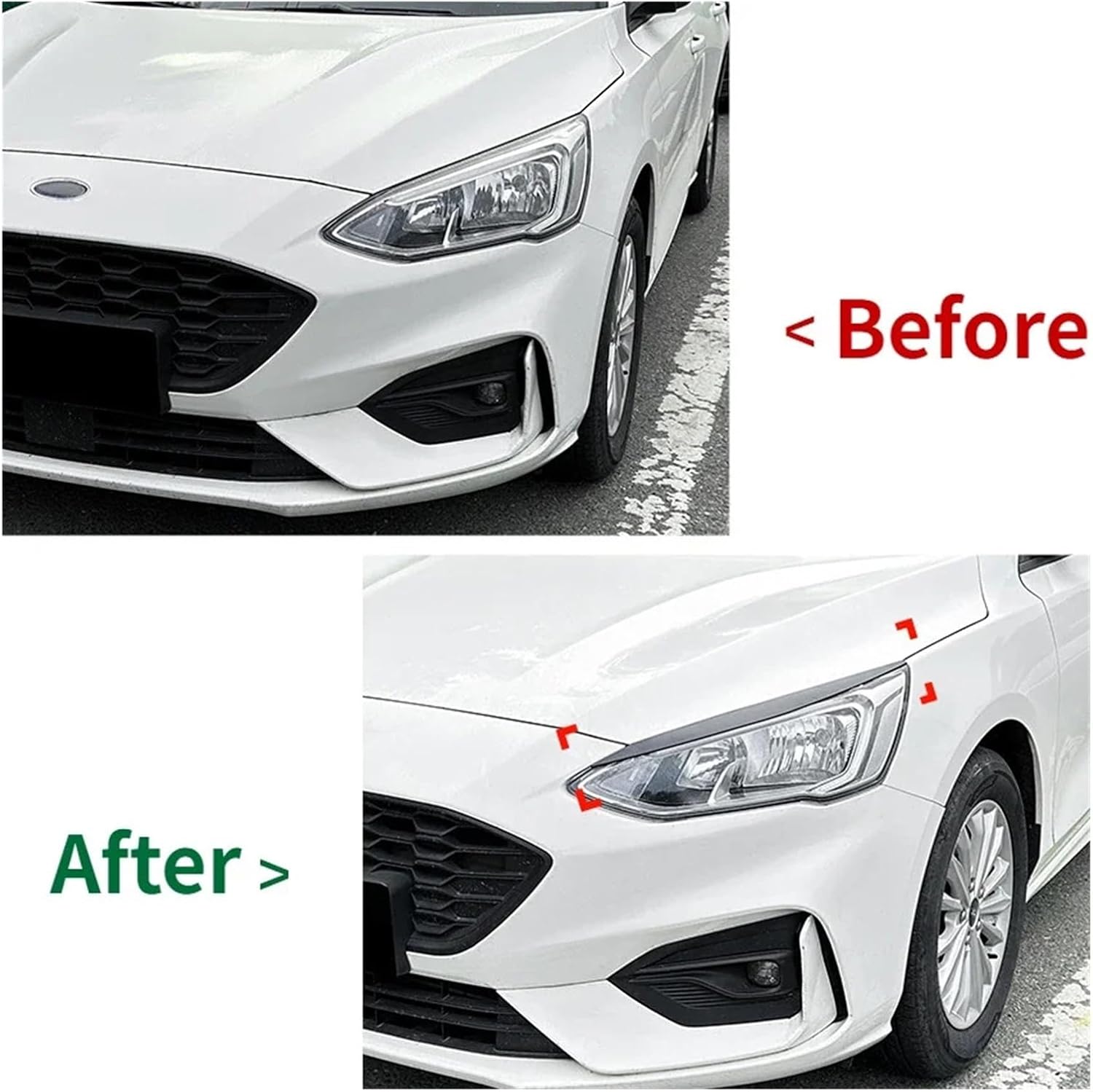 Pair Auto Headlights Eyebrow Eyelids Trim Sticker Cover Exterior Compatible with Focus MK4 2019 2020 2021(Gloss Black)