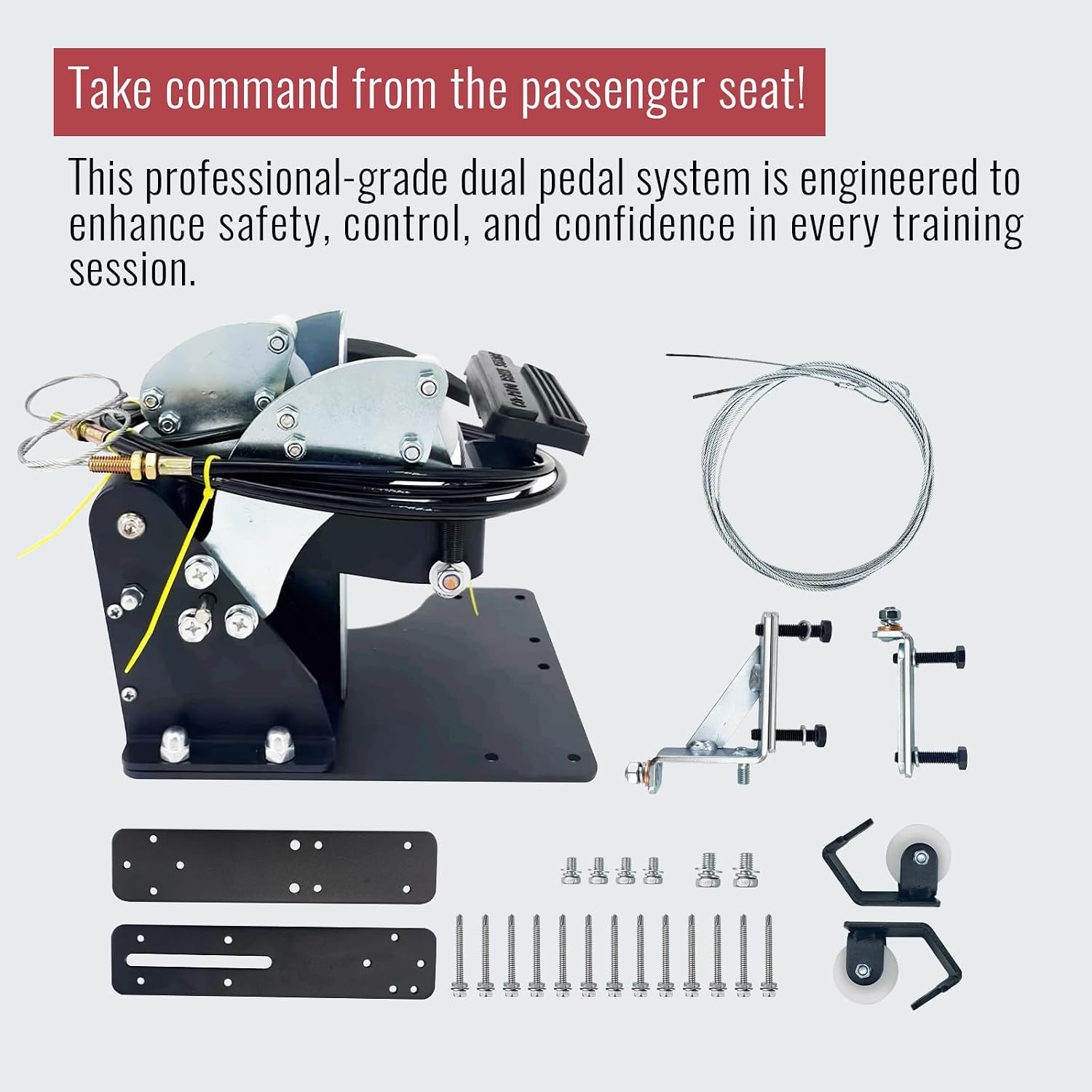 ACAR-B7D Right Hand Drive Conversion Kit Passenger Side RHD Universal Gas and Brake Pedals Compatible with Sedans SUVs Trucks for Driver Education Training & Instructors & Postal Carrier