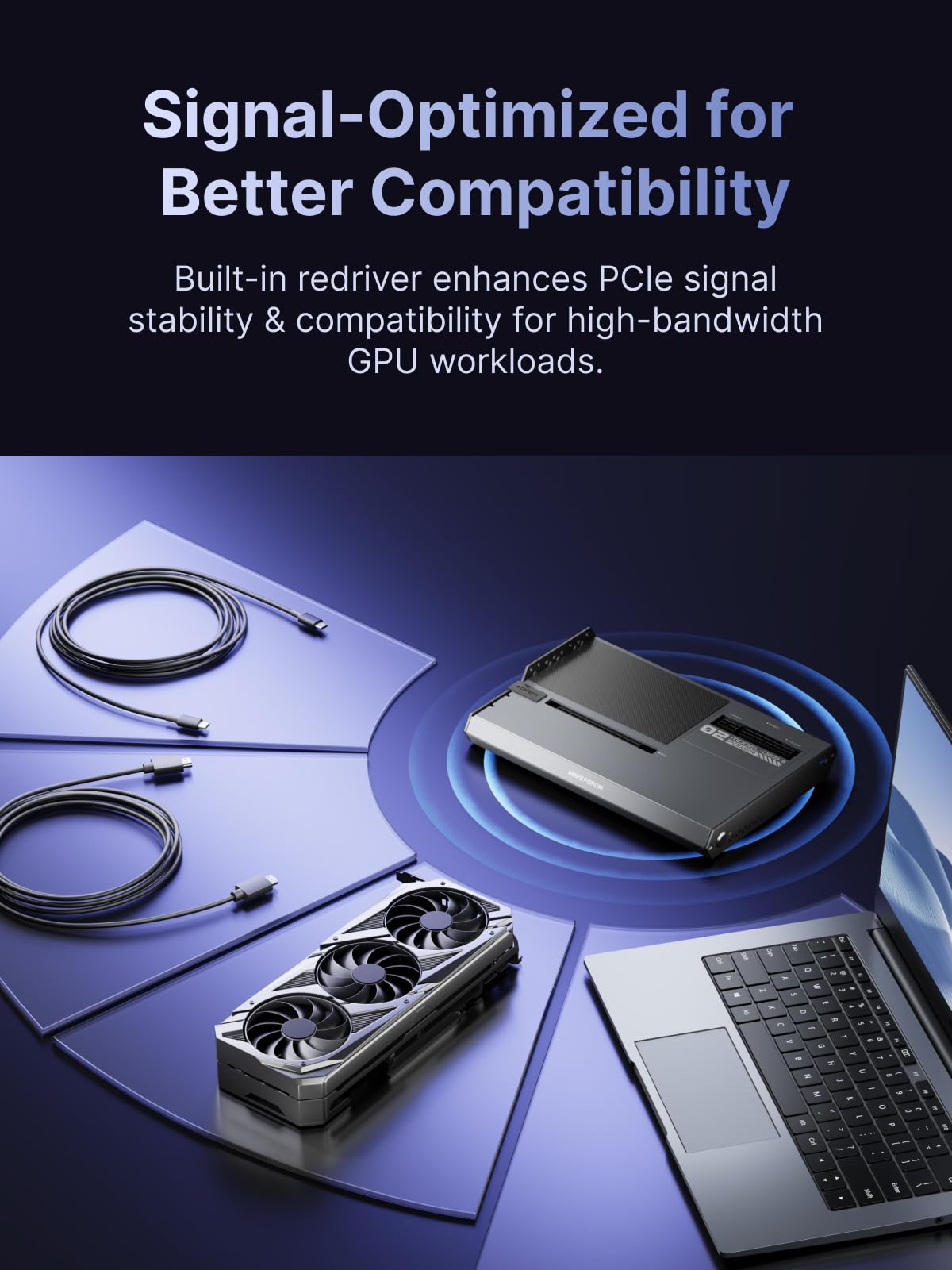 MINISFORUM DEG2 Thunderbolt 5 e dock OCuLink eGPU, gabinete