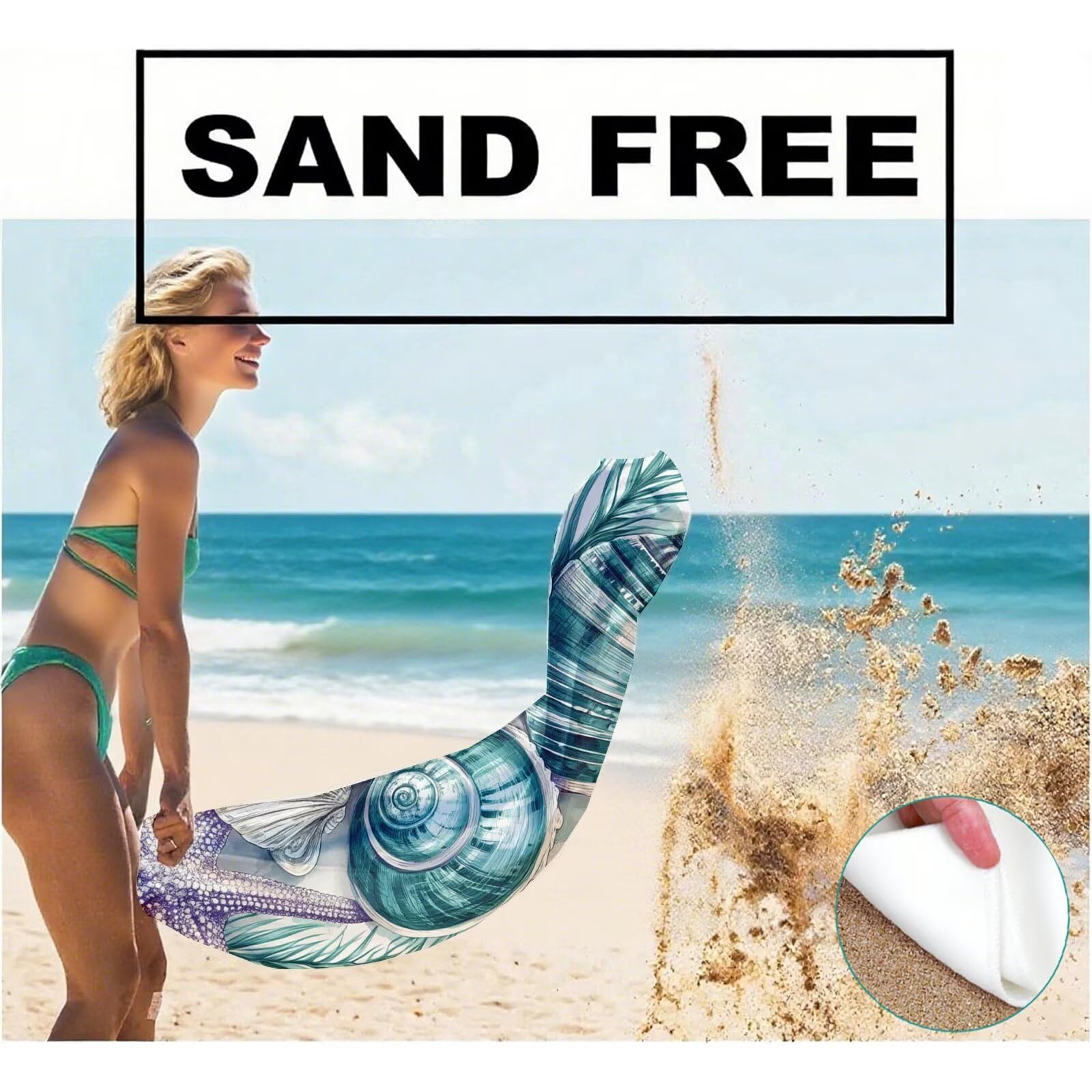 Toallas de Playa Microfibra Concha Toalla Playa Grande 100 x 180 cm Mujer Hombre Secado Rápido Absorbente Toallas Gimnasio Suave Sin Arena Toalla Microfibra para Playas Piscina Viajes Camping Q-693