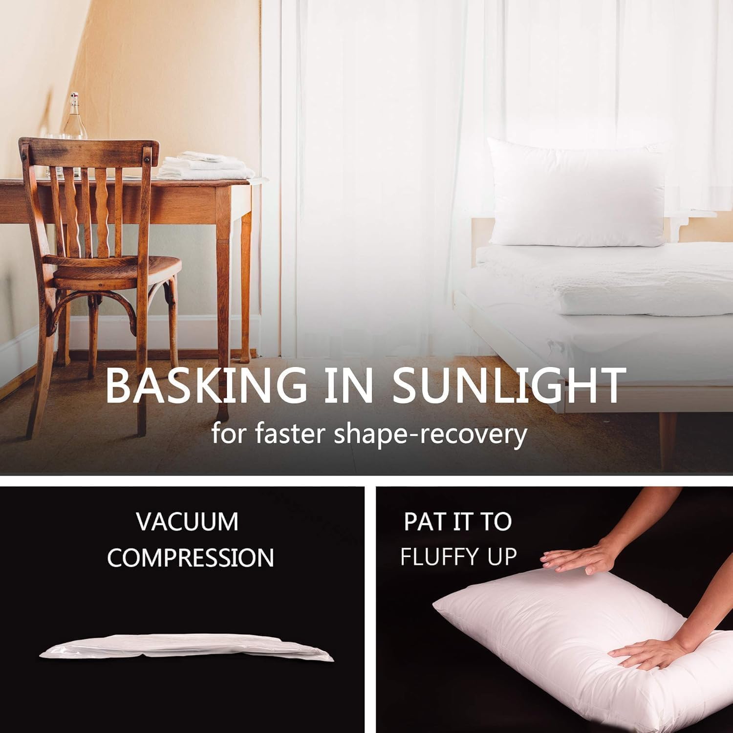 Side Sleeper Pillows for Adults, Bed Pillows for Sleeping 1 Pack,Queen Size,Soft Fluffy and Great Support Polyester Filling (White, Queen)