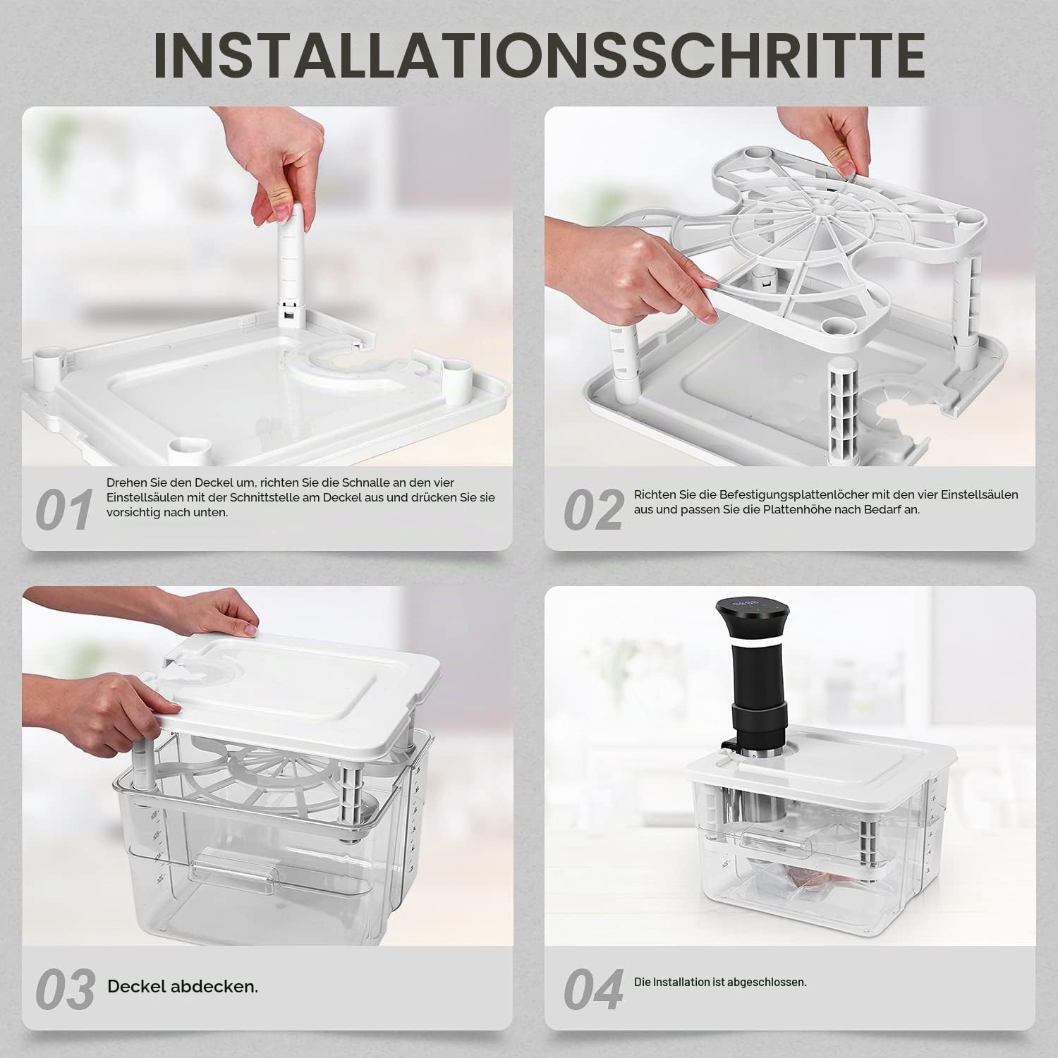 Sous Vide Behälter 7 in 1 Set 12L mit Deckel und Rack, für Garer Stick Professional, Mehrere Marken Geeignet, Multifunktionaler Transparenter Behälter(MEHRWEG)