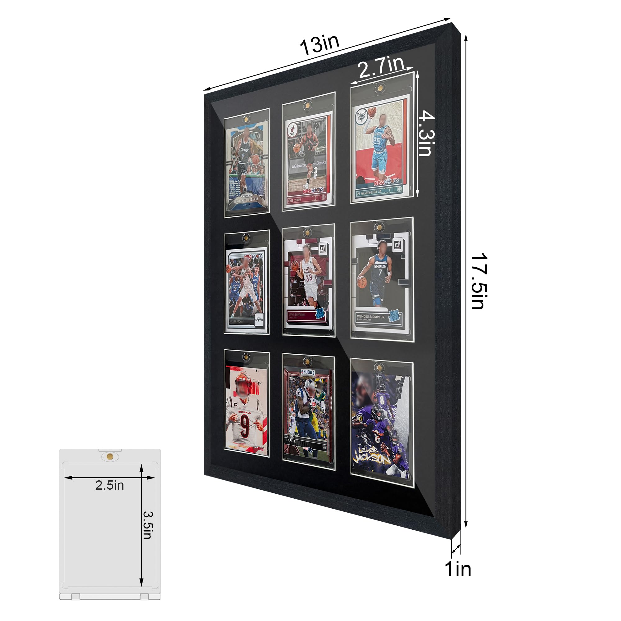 iRahmen Vitrina para tarjetas de intercambio, cubierta de vidrio templado y marco de madera, soporte de pared para tarjetas deportivas, soporte para 5 tarjetas para béisbol, Pokémon, béisbol iRahmen Vitrina para tarjetas de intercambio, cubierta de vidrio templado y marco de madera, soporte de pared para tarjetas deportivas, soporte para 5 tarjetas para béisbol, Pokémon, béisbol