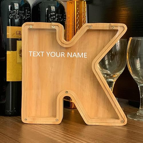 Miniatura 26 de TAONE Hucha personalizada para niños con grabado láser, alcancía de madera personalizada