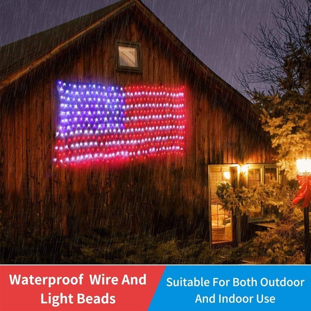 Awesome Led Flag Net Lights of The United States, Waterproof American Flag String Light for Christmas,Festival, Holiday, Independence Day, Memorial Day, Decoration, Garden, Yard, Indoor and Outdoor. : Patio, Lawn & Garden