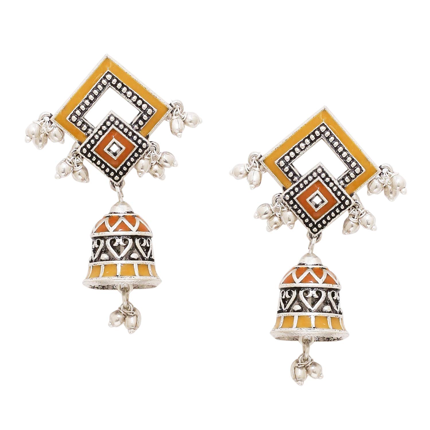 Voylla Silver Brass Sanwari Jhumka Drop Earrings for Women and Girls (B08KY92MWG) Amazon Price History, Amazon Price Tracker