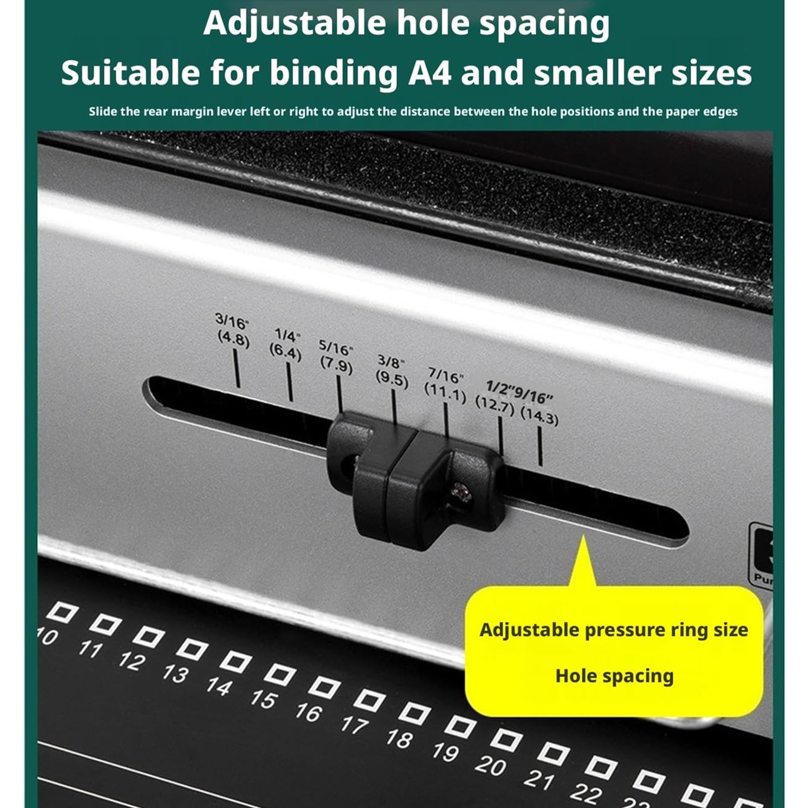 Rilegatrice A Spirale Manuale Formato A4, Con 34 Fori E Capacità Di 12 Fogli, Margine Regolabile 3/4/5 Mm, Passo 3:1, Ideale Per Relazioni, Contratti E Documenti D'ufficio Machine+50single-coil