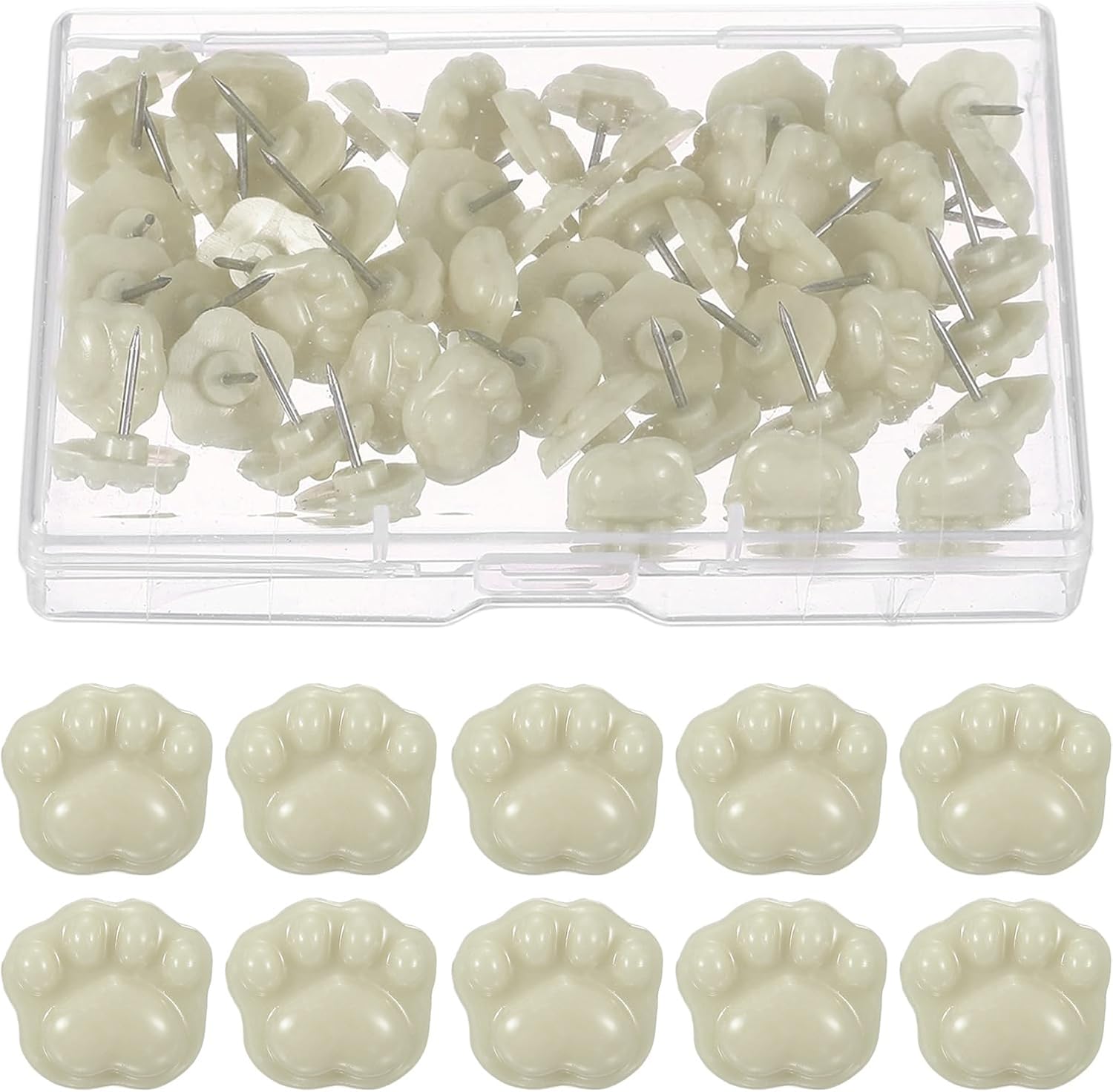 PATIKIL 50 Pcs Push Pins for Bulletin Board, Cute Cat Paw Push Pin Decorative Animal Paws Thumb Tacks for Photos Cork Boards Wall Map Office Home Decor, Light Coffee