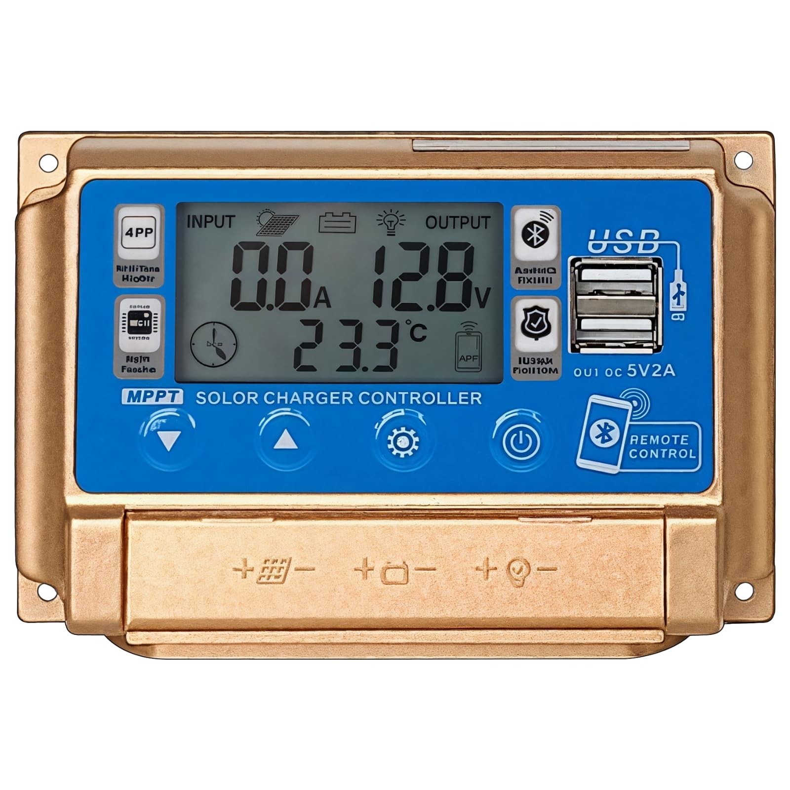 Regolatore di carica solare MPPT da 60 A, regolatore del pannello solare con display LCD per 12 V 24 V, doppie porte USB, controllo APP intelligente BT, controllo automatico della tensione per camper