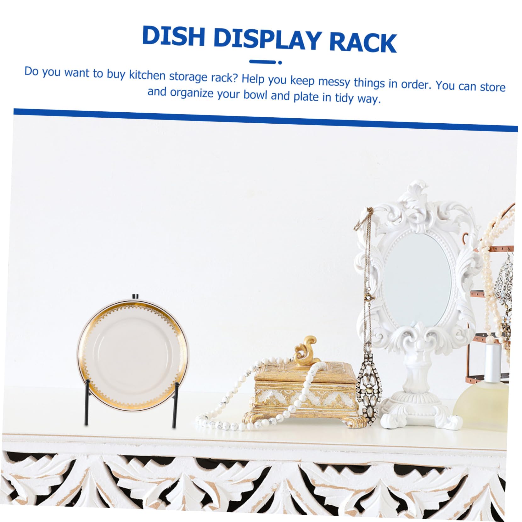 HAKIDZEL Elegant Kitchen Iron Storage Rack Bowl Showing Rack Home Plate Organizer Stand Dish Iron Shelf Plate Display Shelf