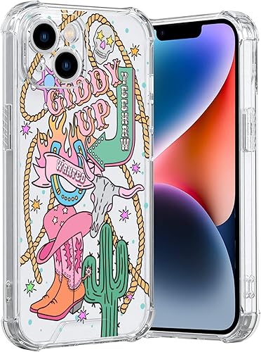 LMA Western Retro - Funda para iPhone con diseño de calavera de toro y herradura diseño retro de vaquera estilo rancho botas vintage para iPhone 11