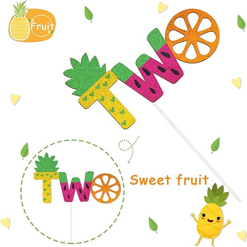 Miniatura 4 de Decoración para pastel de segundo cumpleaños de segunda fruta, piña, sandía, naranja, verano, baby shower, suministros para fiestas