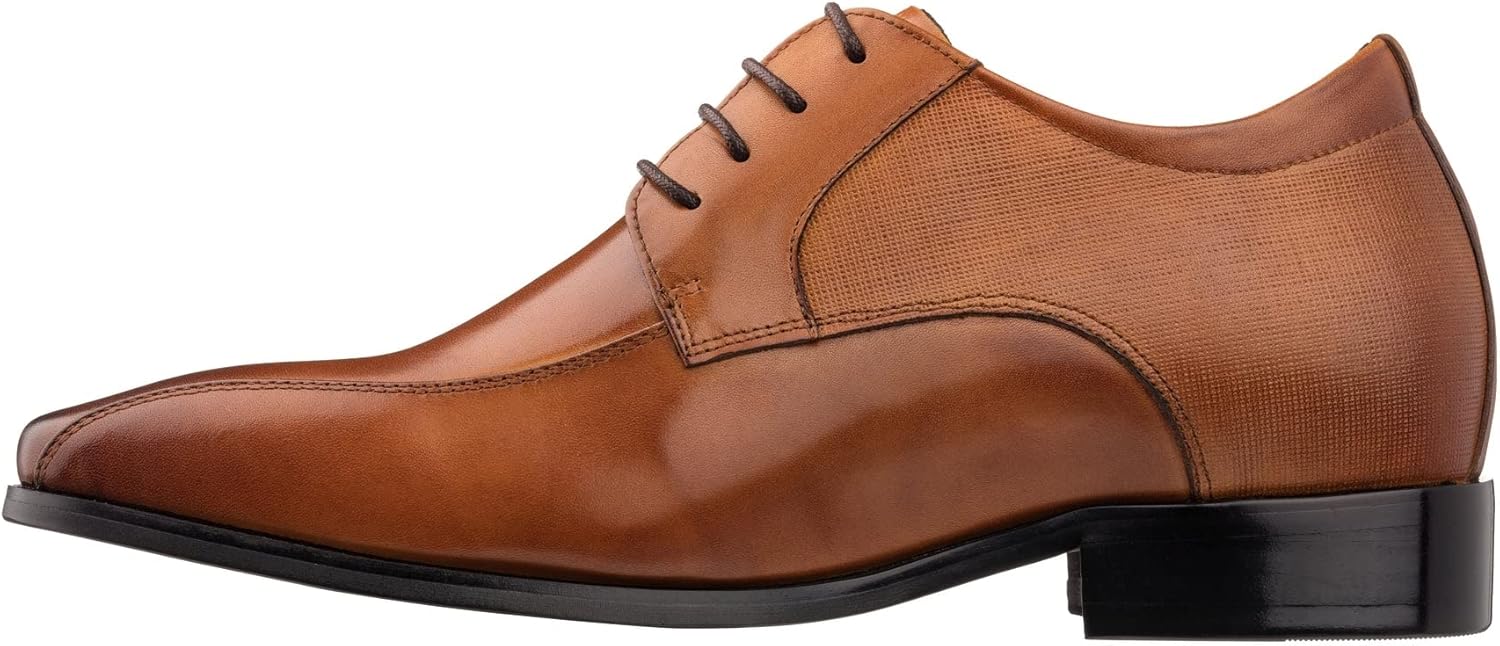 TOTO Men's Invisible Height Increasing Elevator Shoes - Brown Leather Lace-up Formal Dress Oxfords- 2.2 Inches Taller - Y6364 - Size 9 D(M) US - Image 4