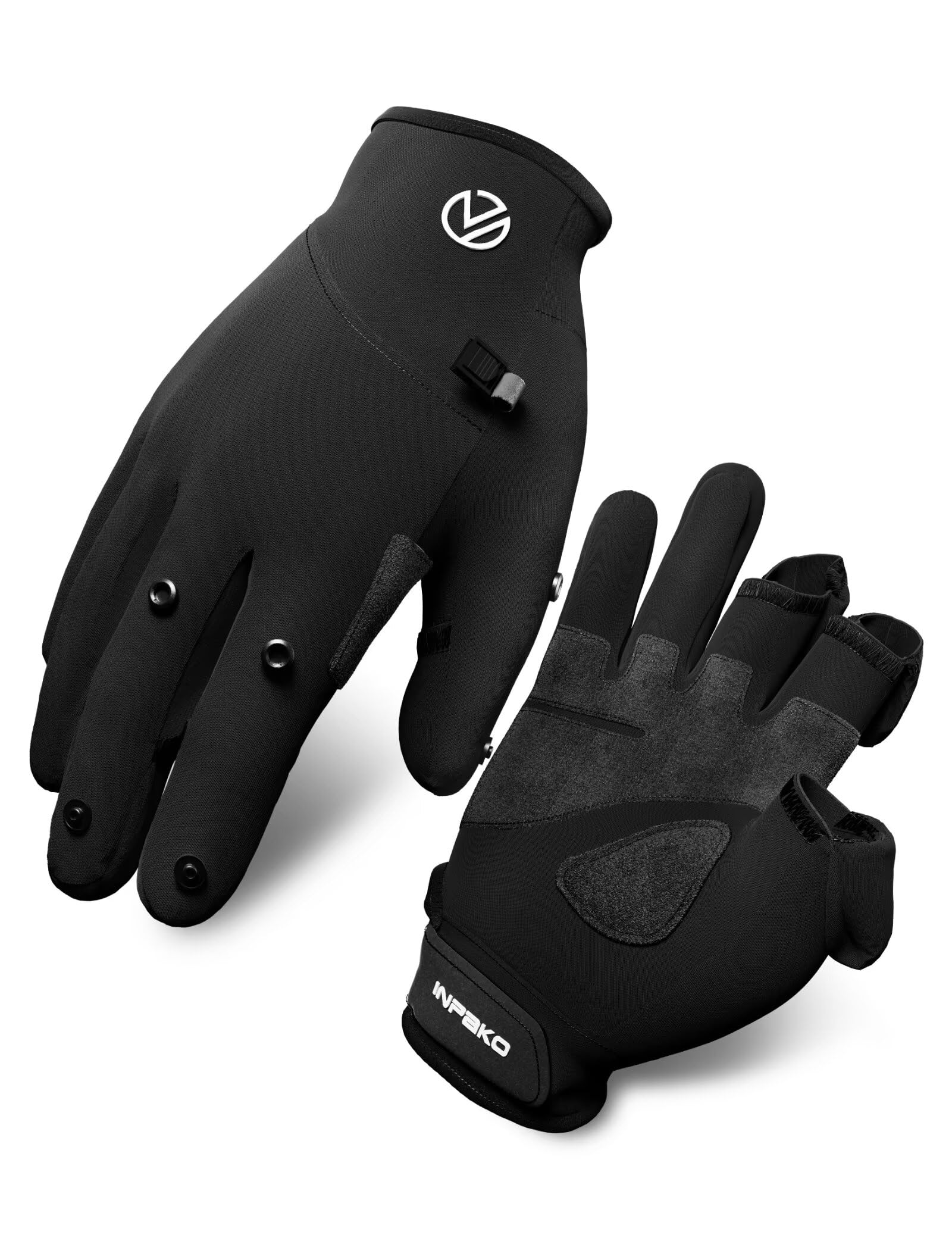 Winter Fishing Gloves, Thermal Fleece Lined for Cold Weather, Windproof Breathable 3 Fingerless Fishing Gear