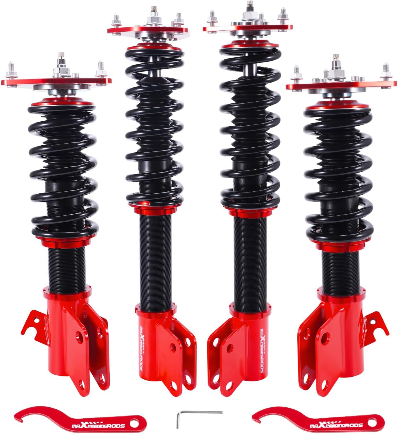 Coilover for Subaru Impreza WRX 2000-2007, for WRX STI GDB 2000-2004, for Subaru Forester 2003-2008, 24 Level Damper Adjustable Suspension Kit, Height Adjustable Lowering Kit Red