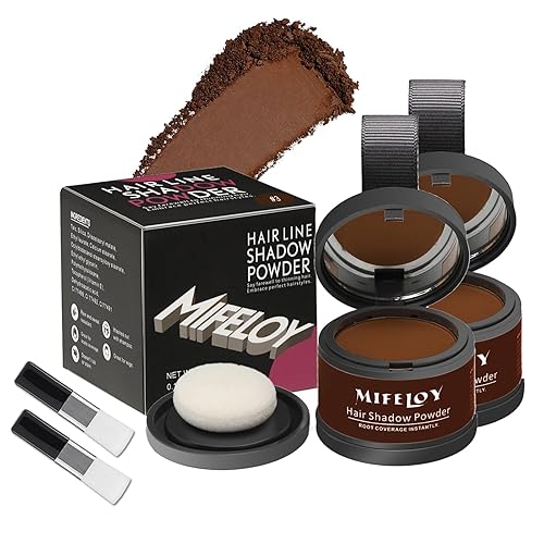 Paquete de 2 polvos de retoque de raíces y cobertura de canas para cabello, barba, cejas y línea capilar adelgazante, marrón oscuro