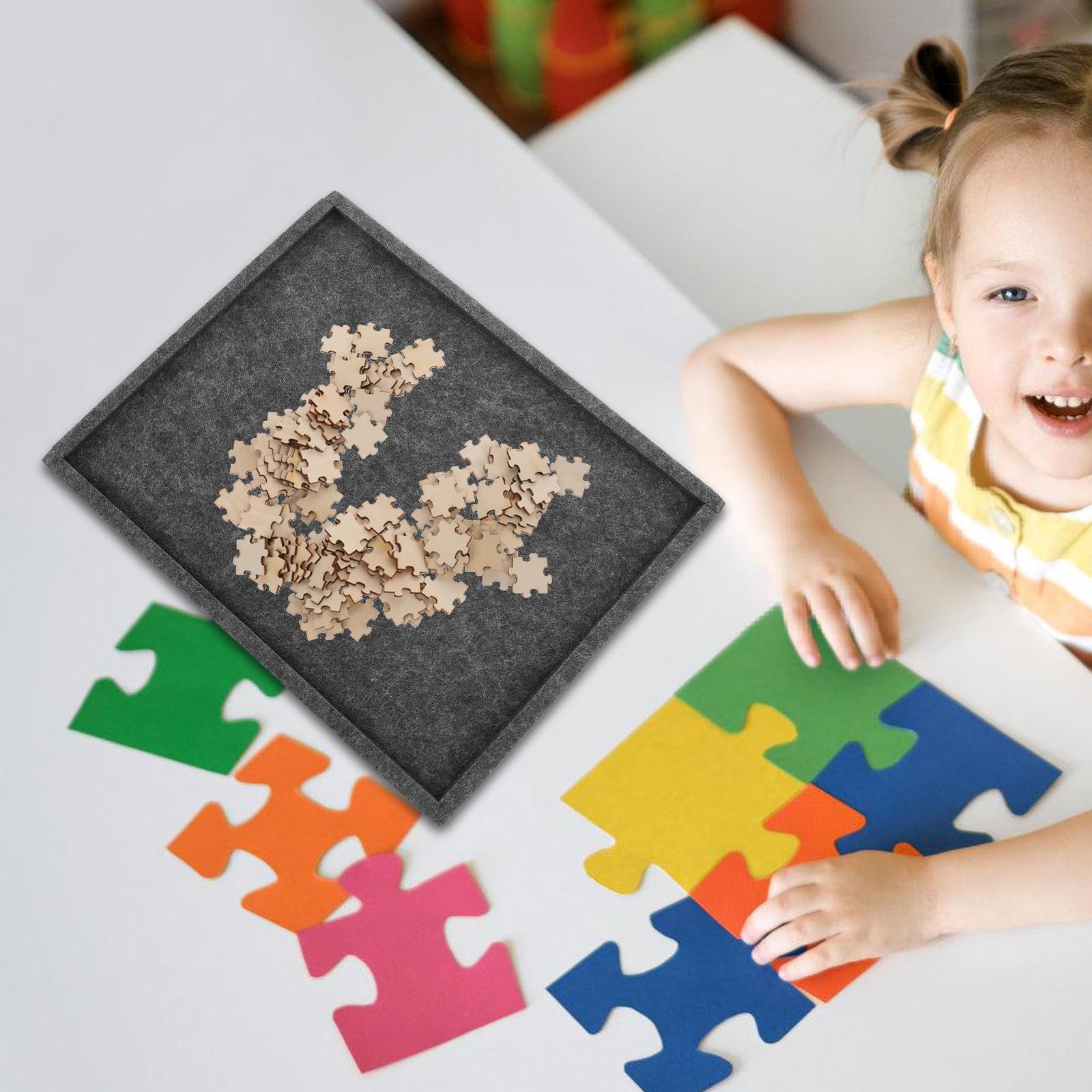 VICASKY Plateaux de Tri Empilables pour Puzzles 1000 Pièces en Feutrine, Lot de 6 Set de Plateaux Multifonctionnels 30x24 Cm, Organisateur Pliable pour Rangement et Tri Facile des Pièces