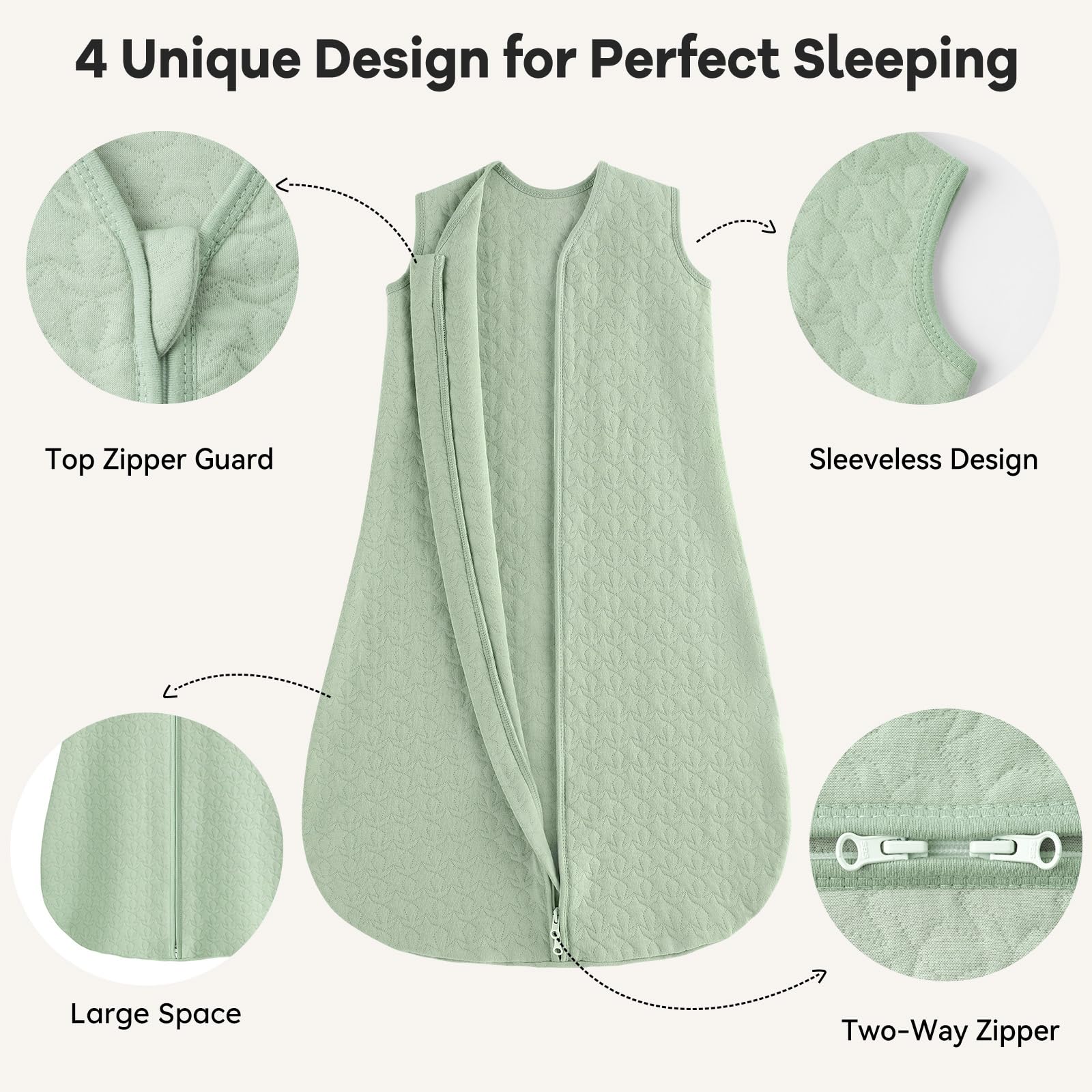 Unnivoll Schlafsack Baby Sommer 1.0 Tog Babyschlafsack 6-12 Monate Sommerschlafsack 78 cm für Jungen Mädchen Neugeborene Aprikose - 3