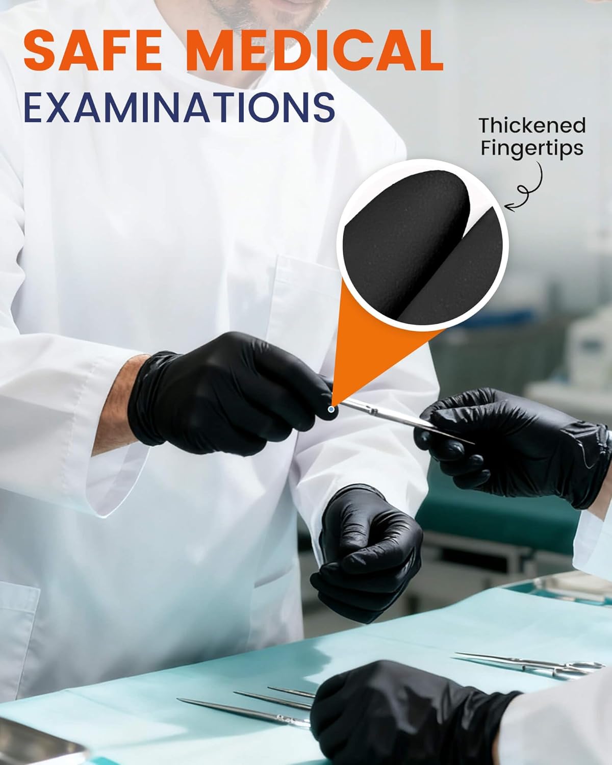 Amarynth 4mil Black Nitrile Gloves Xlarge – Disposable, Powder-Free, Latex-Free, Chemical Resistant for Medical, Cooking & Cleaning - Image 3