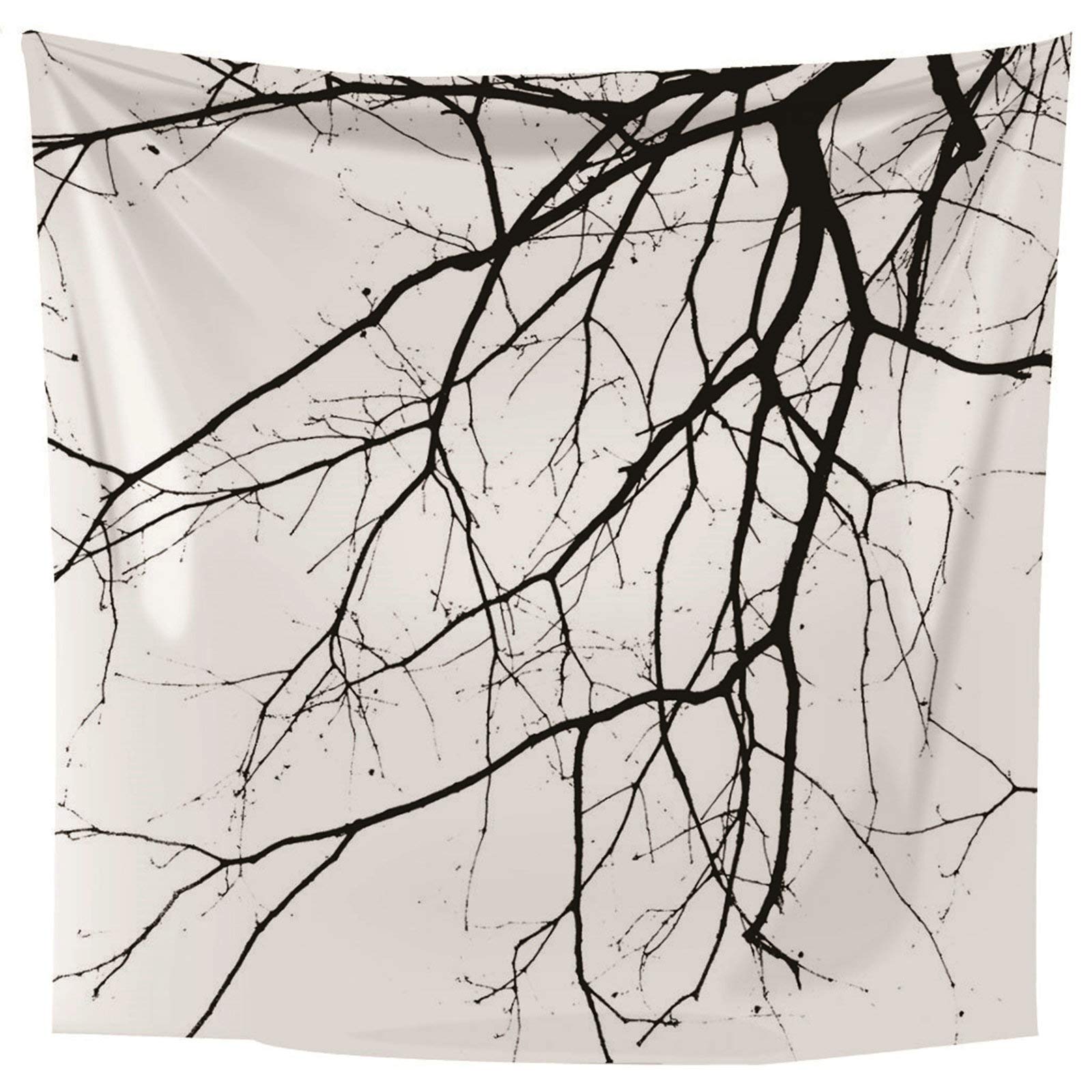 Tapiz 3D Tela Suelo De Habitación Patrón Ramas Tema Minimalismo Blanco Negro Hippie Infantil para Decoración Sala Estar del Dormitorio 260X240Cm