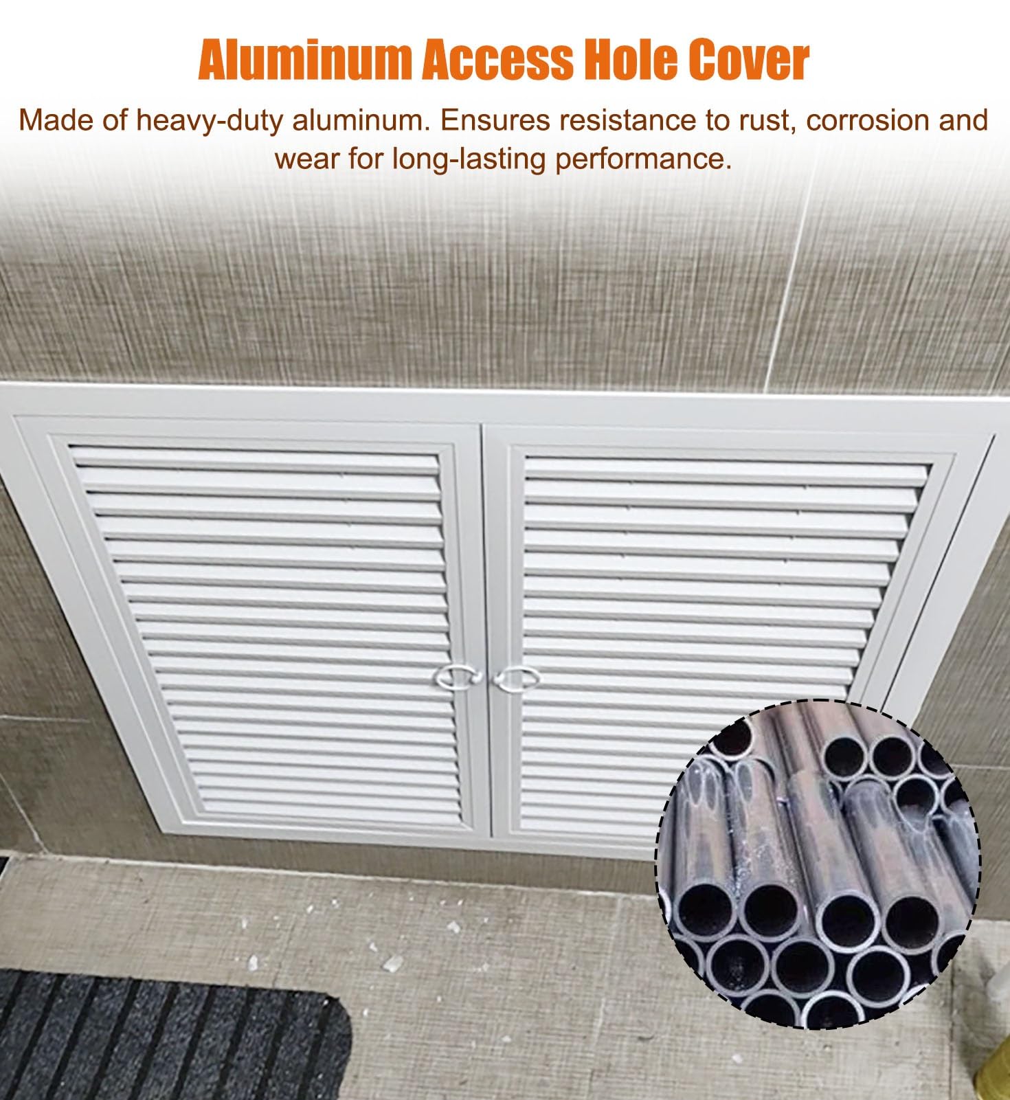 Panel de acceso de fontanería de aluminio, rejilla de ventilación de doble puerta para inspección de pared, 65 x 80 cm, ideal para acceso y mantenimiento ocultos de cables eléctricos