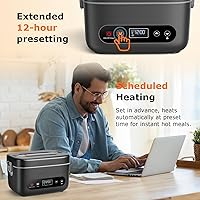 Vista 7 de 1.2L Cordless Electric Lunch Box – 20000mAh Rechargeable Portable Food Warmer with 5-Sided Heating, Auto Temperature Control, Leakproof & BPA-Free