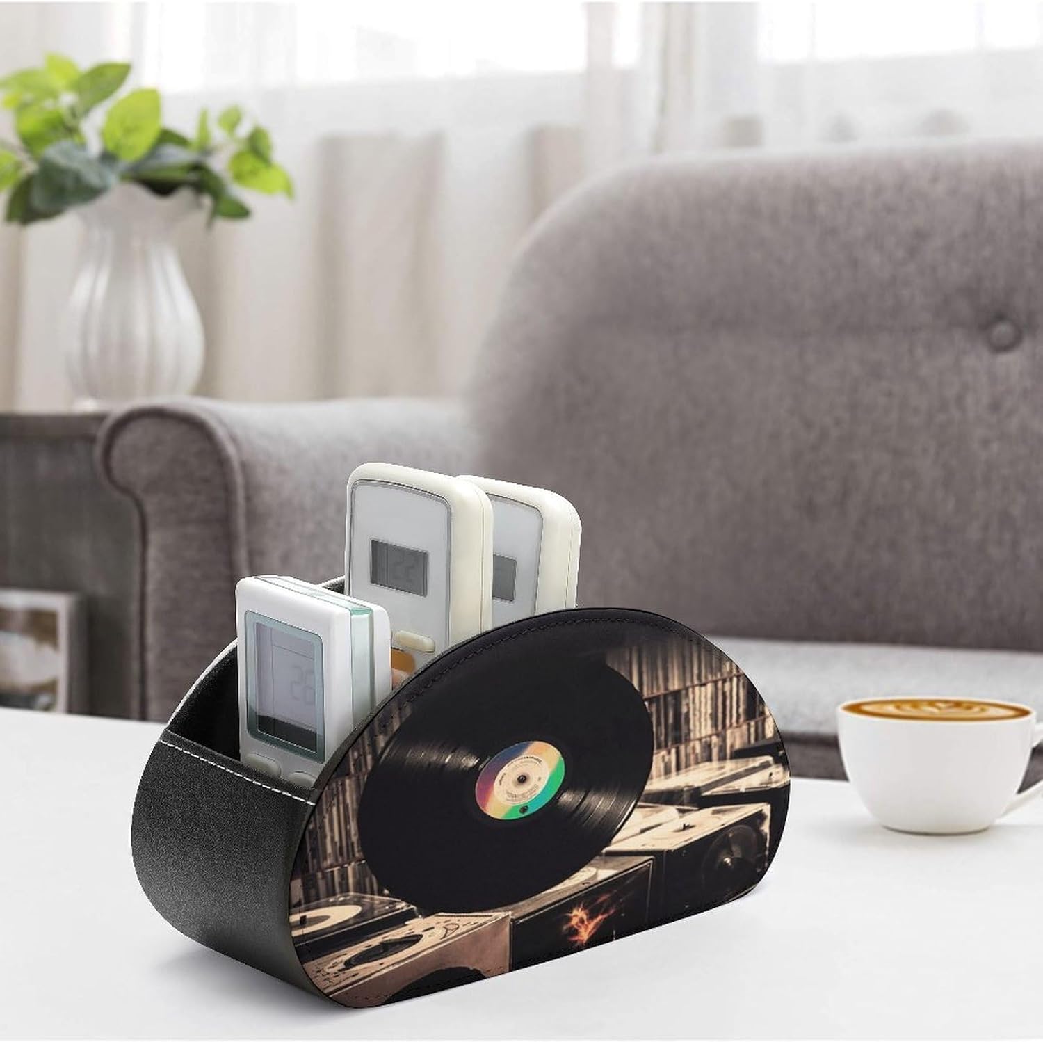 Personalized PU Leather Remote Control Holder with 5 Compartments image 4