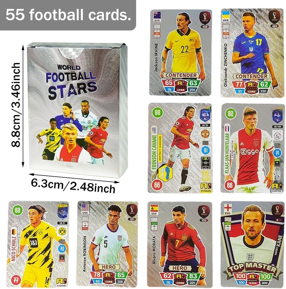 Image of SHAKTISM World Football Star Gold Cards, Soccer Trading Card, 2024 WorldCup StarCard, UEFA Champions League, Pack of 55 (World Football Star Card Silver)