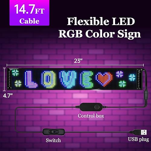 Miniatura 4 de Letrero LED programable para negocios, señal digital flexible, letrero LED de desplazamiento, aplicación Bluetooth, animaciones de diseño de