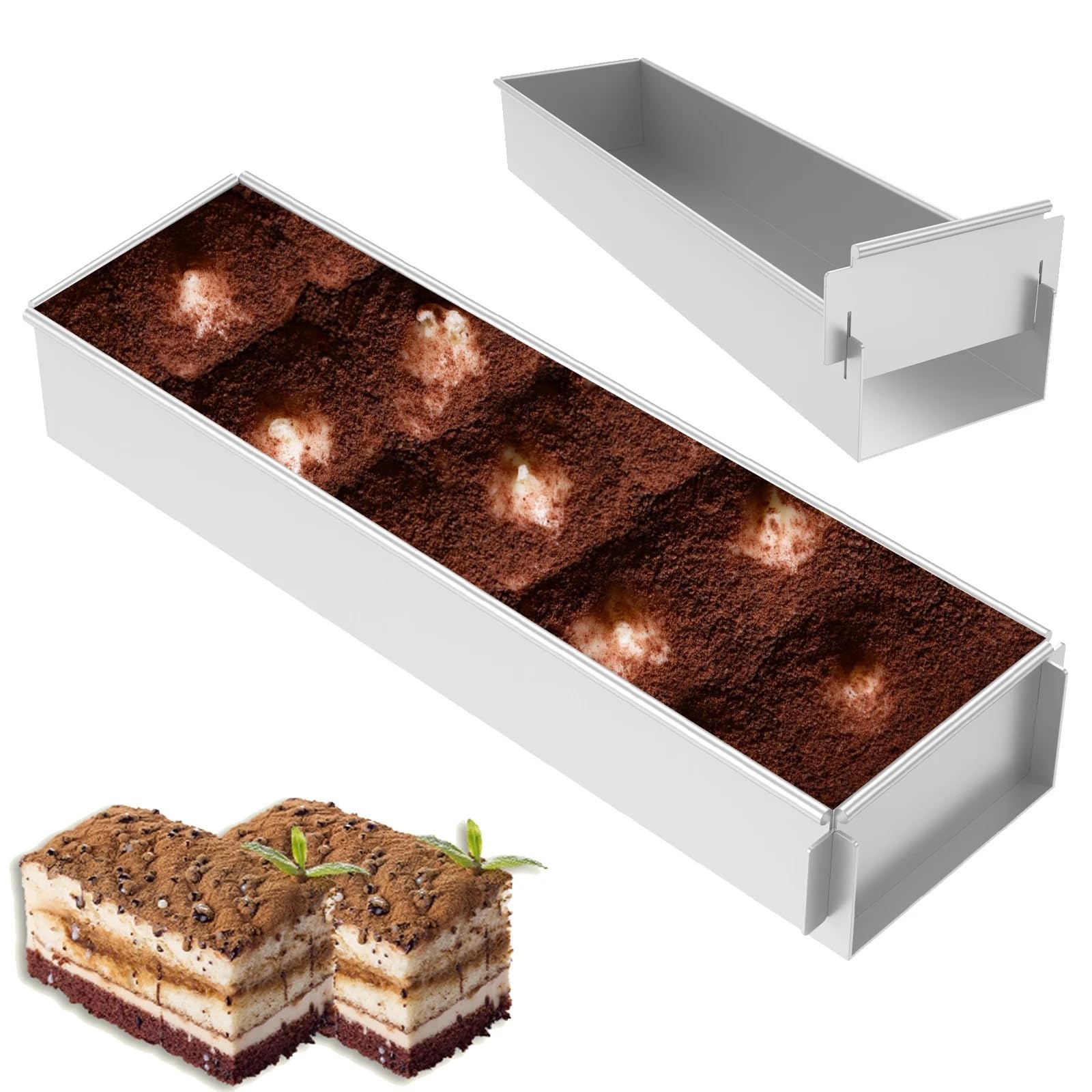 Molde for pasteles antiadherente rectangular de aleación de aluminio | Bandeja de horno multifuncional for tiramisú y tarta de queso(Non detachable)