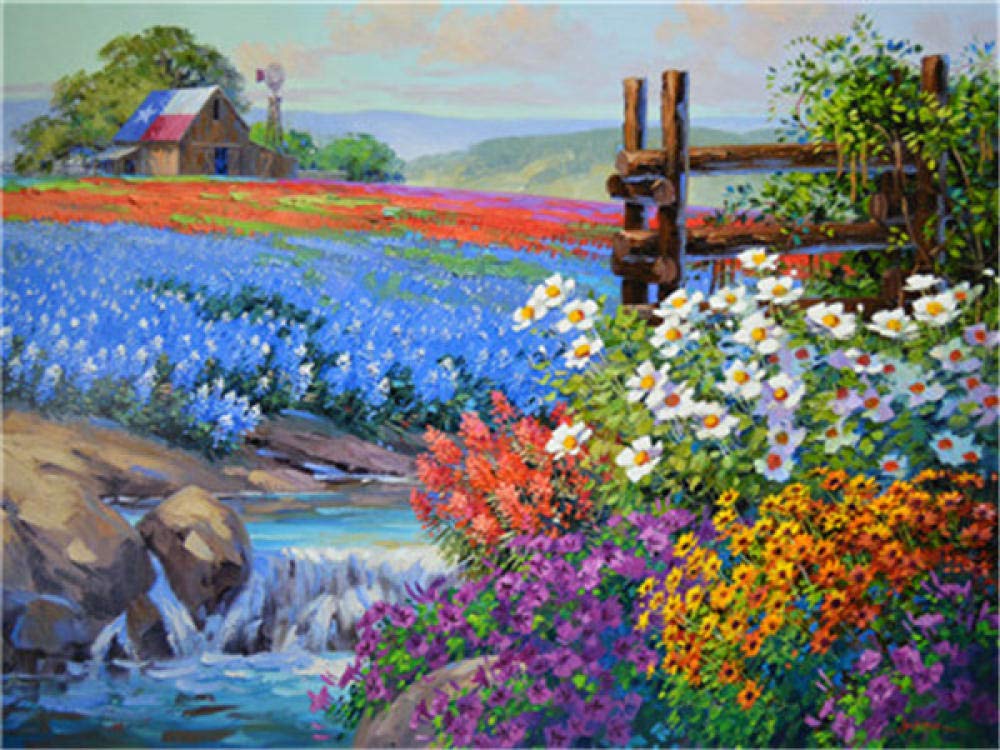 Adminsss Digital Oil Painting Manshan flowers Diy Oil Paint by Number Pre-Printed Canvas Art Home Decoration Canvas Kit for Adults Advanced Children 40x50cm Frameless