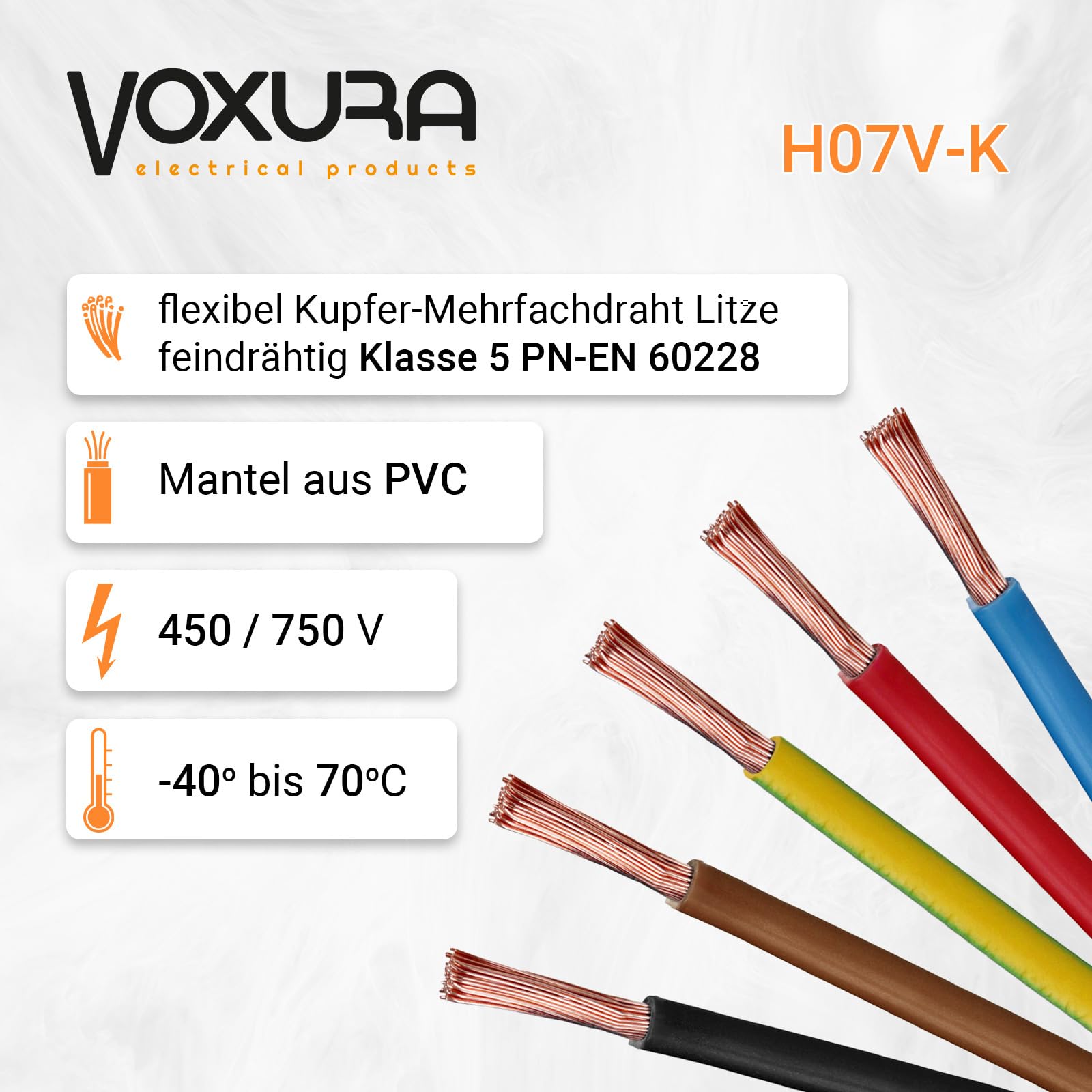 H07V-K 16 mm² schwarz 10 Meter Aderleitung flexibel PVC Einzelader