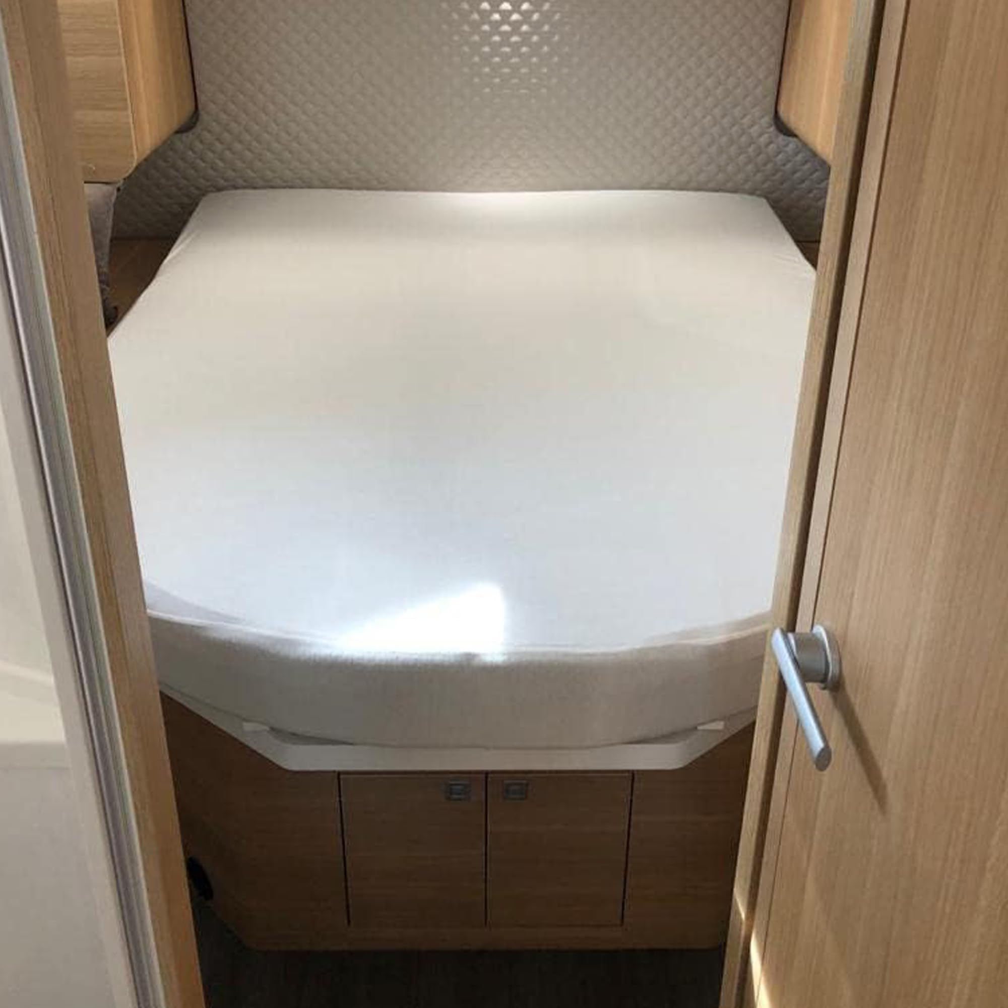 Molton - Protège Matelas - Camping Car - Central - Caravane Matelas - Queens- Lit Caravane - Lit Camping Car - Oeko-Tex - 100% Coton - Blanc - (135-160cmx190-210cm)