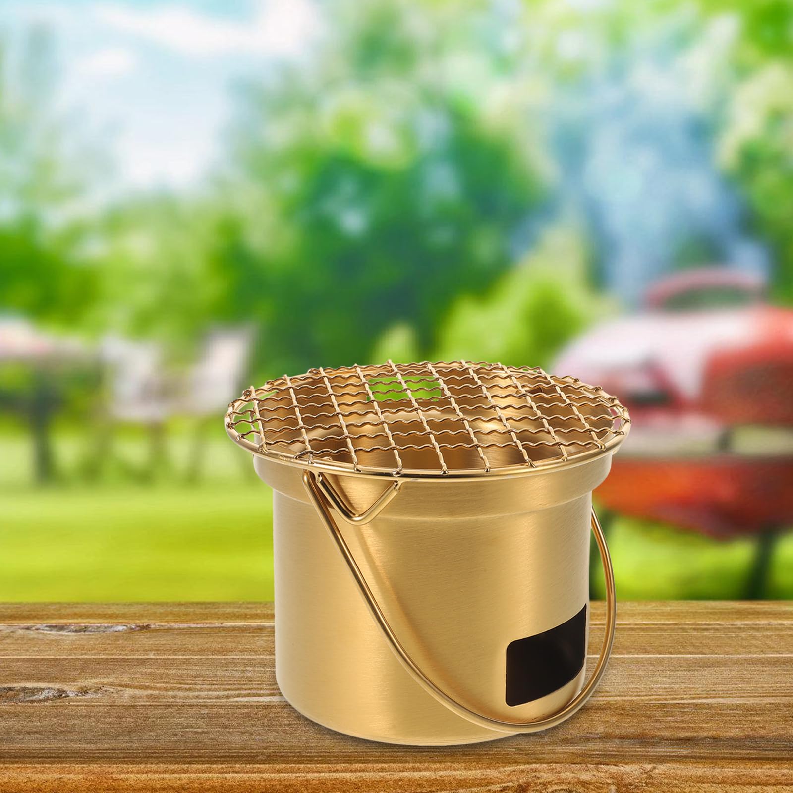 Przenośny mini grill ze stali nierdzewnej na kemping na zewnątrz piknik i ogród - piec na węgiel drzewny do użytku stołowego kompaktowa i lekka konstrukcja